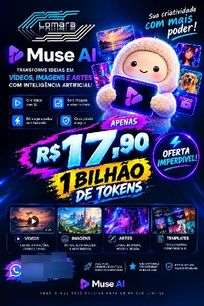 Muse AI - Conta Privada 1.B Tokens - Assinaturas e Premium