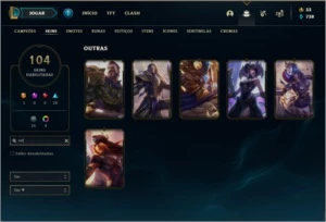 Conta ouro 4 com 140 champs e 104 skins ( 1,3kk de Talon ) - League of Legends LOL