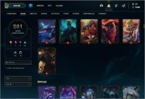Conta platina 4 com TODOS os champs e 201 skins ( MAIN ADC ) - League of Legends LOL