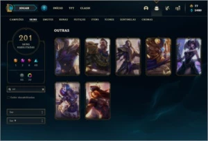 Conta platina 4 com TODOS os champs e 201 skins ( MAIN ADC ) - League of Legends LOL