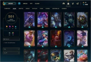 Conta platina 4 com TODOS os champs e 201 skins ( MAIN ADC ) - League of Legends LOL
