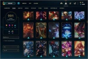 Conta platina 4 com TODOS os champs e 201 skins ( MAIN ADC ) - League of Legends LOL