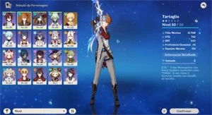 Conta AR 30 - Childe + Mona + Falcão - Genshin Impact