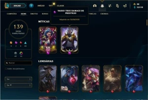 Conta ouro 3 com TODOS os champs e 139 Skins + 1 Prestigio - League of Legends LOL