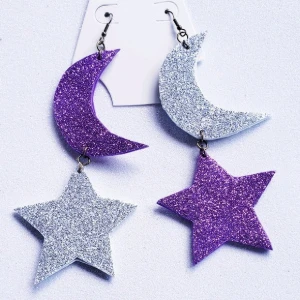 Brincos Carnaval Eva Lua Estrela - Artesanato e Personalizados