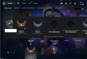 Conta ouro 4 com 41 Champs e 6 Skins + 1 Fragmento - League of Legends LOL