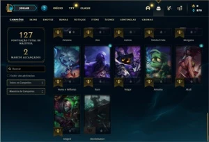 Conta ouro 4 com 41 Champs e 6 Skins + 1 Fragmento - League of Legends LOL