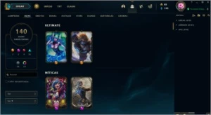 CONTA PLAT 1 COM 155 CHAMPS,140 SKINS E 441 ÍCONES - League of Legends LOL