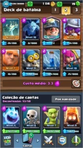 CLASH ROYALE NV 10+2 Lendarias+Ancião clã TOP 200 BR