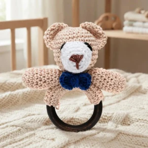 Chocalho Ursinho Gravata Amigurumi - Artesanato e Personalizados