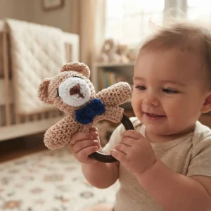 Chocalho Ursinho Gravata Amigurumi - Artesanato e Personalizados