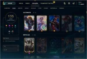 CONTA LEAGUE OF LEGENDS DIAMANTE 1 3 SKINS ULTIMATE LOL