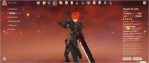 Genshin Impact DILUC + TUMULO DO LOBO + AST MONA + KLEE+QIQI