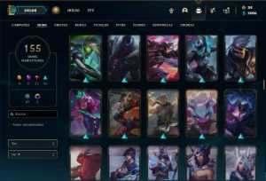 Conta ouro 3 com TODOS os champs e 155 Skins + 5 Vitoriosas - League of Legends LOL