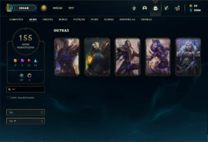 Conta ouro 3 com TODOS os champs e 155 Skins + 5 Vitoriosas - League of Legends LOL