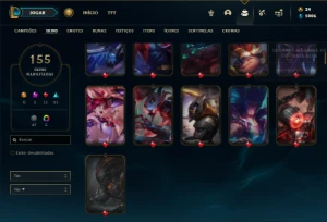 Conta ouro 3 com TODOS os champs e 155 Skins + 5 Vitoriosas - League of Legends LOL