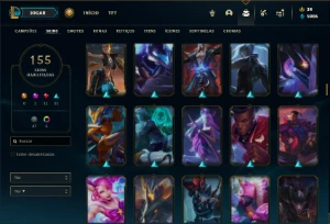 Conta ouro 3 com TODOS os champs e 155 Skins + 5 Vitoriosas - League of Legends LOL
