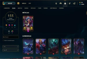 Conta ouro 3 com TODOS os champs e 155 Skins + 5 Vitoriosas - League of Legends LOL