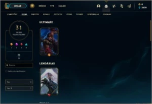 Conta bronze 3 com 31 skins e 105 champs - League of Legends LOL