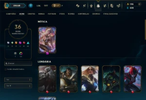 Platina 2 com 125 Champs e 36 Skins +1 Prestigio - League of Legends LOL