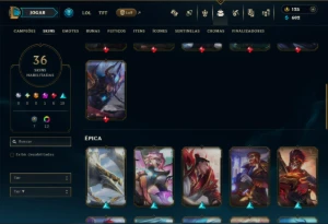 Platina 2 com 125 Champs e 36 Skins +1 Prestigio - League of Legends LOL