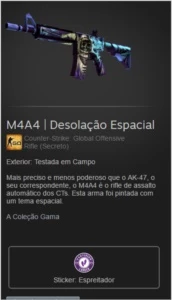Skin Csgo M4a4 | Desolação Espacial + Adesivo - Counter Strike