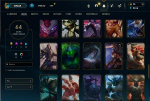 Unranked com 120 Champs e 64 Skins ( MAIN MID ) - League of Legends LOL