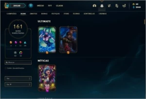 Conta prata 1 com TODOS os champs e 161 skins - League of Legends LOL