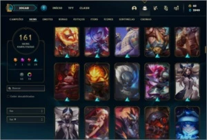 Conta prata 1 com TODOS os champs e 161 skins - League of Legends LOL