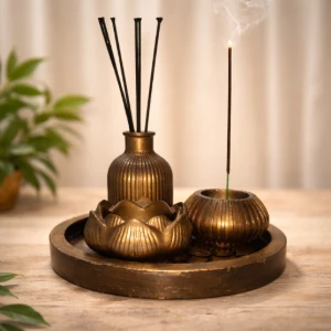 Conjunto Incensário Golden com 4 peças