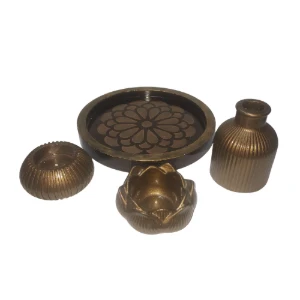 Conjunto Incensário Golden com 4 peças - Artesanato e Personalizados