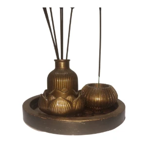Conjunto Incensário Golden com 4 peças - Artesanato e Personalizados