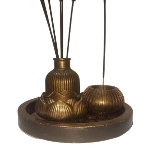Conjunto Incensário Golden com 4 peças - Artesanato e Personalizados