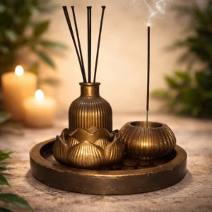 Conjunto Incensário Golden com 4 peças - Artesanato e Personalizados