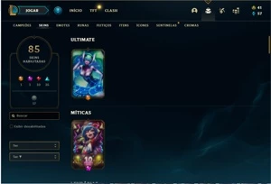 Conta prata 1 com 149 Champs e 85 Skins - League of Legends LOL