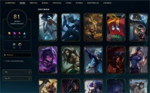 Vendo conta LOL com 81 skins(Kayle juiza,Rammus Rei,Sona dj - League of Legends