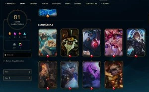 Vendo conta LOL com 81 skins(Kayle juiza,Rammus Rei,Sona dj - League of Legends