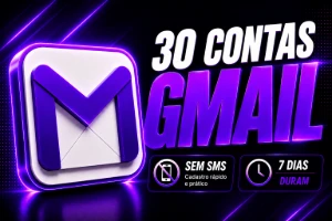 Gmail 30 contas duram 7 dias sem SMS - Emails
