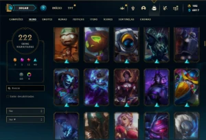 Conta Unranked com TODOS os champs e 222 Skins + 5 Vitoriosa - League of Legends LOL