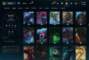 Conta Unranked com TODOS os champs e 222 Skins + 5 Vitoriosa - League of Legends LOL