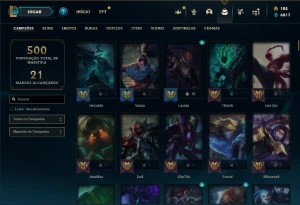 Conta Unranked com TODOS os champs e 222 Skins + 5 Vitoriosa - League of Legends LOL