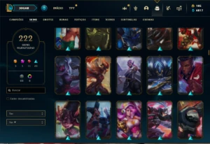 Conta Unranked com TODOS os champs e 222 Skins + 5 Vitoriosa - League of Legends LOL