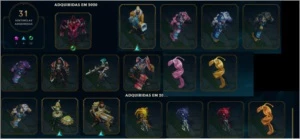 Plat 4. S9 - D4 - Todos Champ. 240 skin. 40 sentinela - League of Legends LOL