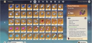 AR58 2192 Gemas, 13 armas 5★, 16 Personagems 5★. - Genshin Impact