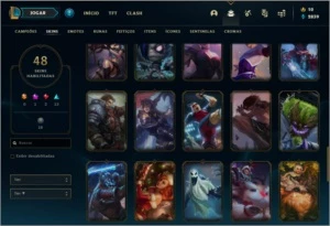 Conta bronze 2 afundada com 48 skins e 122 champs - League of Legends LOL