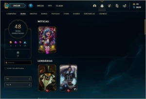 Conta bronze 2 afundada com 48 skins e 122 champs - League of Legends LOL
