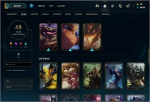 Conta bronze 2 afundada com 48 skins e 122 champs - League of Legends LOL