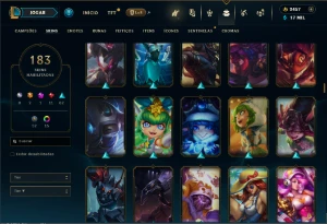 Unranked com TODOS os champs e 183 Skins + 2500 RP - League of Legends LOL