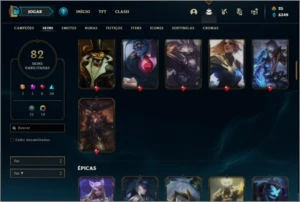Conta prata 3 com 81 champs e 82 skins ( MAIN SUP ) - League of Legends LOL