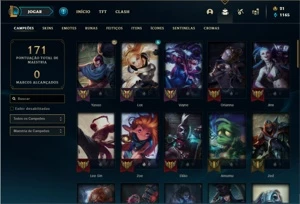Conta bronze 3 com 65 Champs e 54 Skins - League of Legends LOL